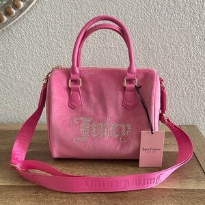 Juicy Couture Vibrant Pink Velour Satchel Bag